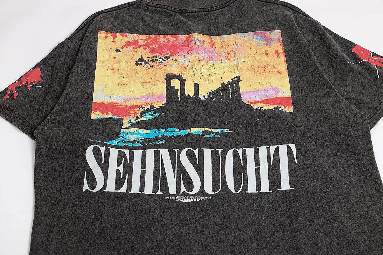 Vintage Washed "Asuka Sehnsucht" Oversized Tee