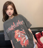 Vintage Washed "Asuka Sehnsucht" Oversized Tee