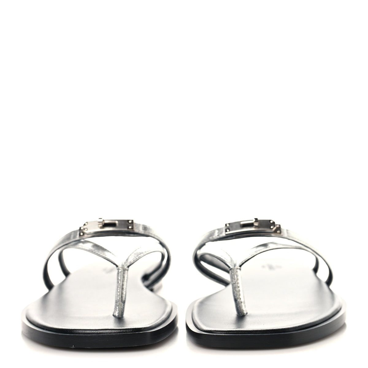 Metallic Goatskin Miss Sandals 37 Gris Argente