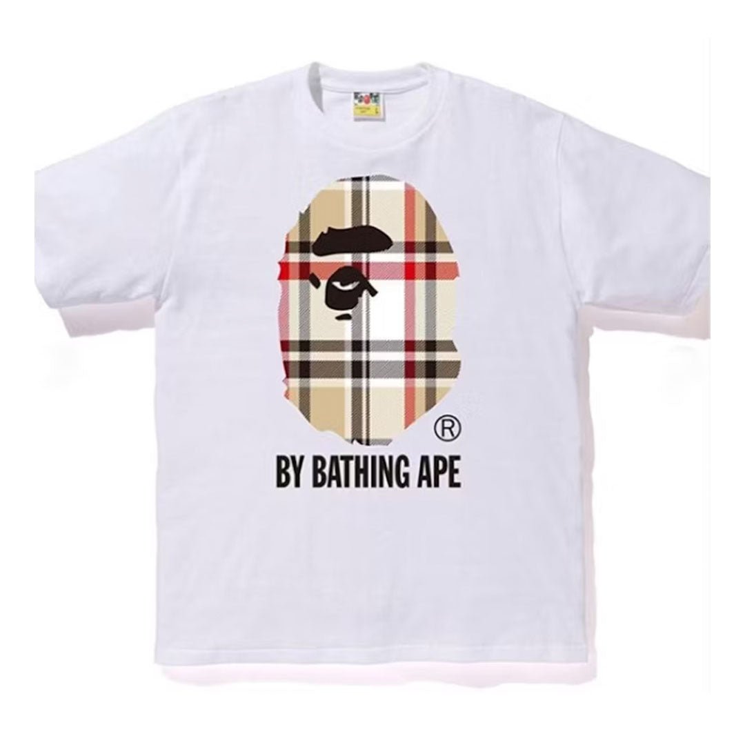 BAPE A Bathing Ape Check by Bathing Tee White Black
