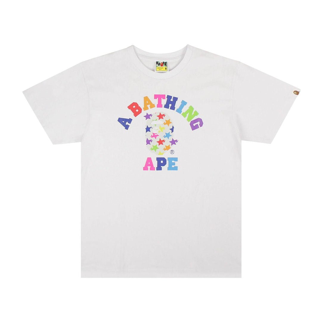 BAPE ABC Rainbow College Tee White