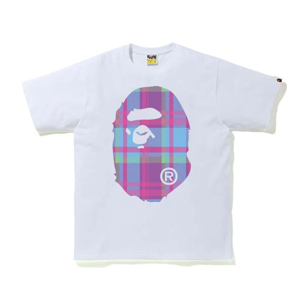 BAPE Check Big Ape Head Tee White/Purple