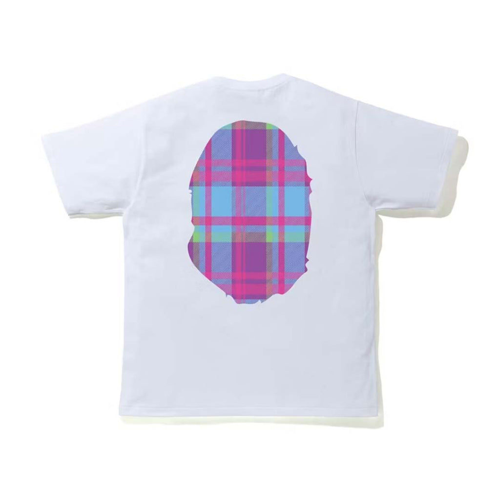 BAPE Check Big Ape Head Tee White/Purple