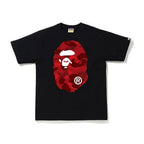 Bape Color Camo Big Ape Head Tee Black Red