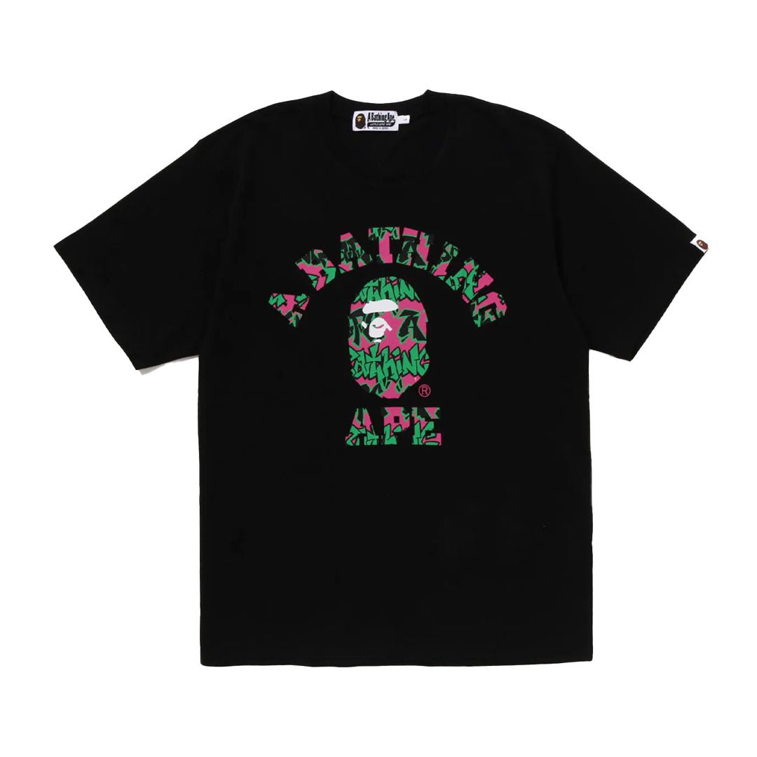 BAPE Graffiti Pattern College Tee Black
