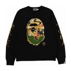 BAPE Moon Japan Ape Head Crewneck Black