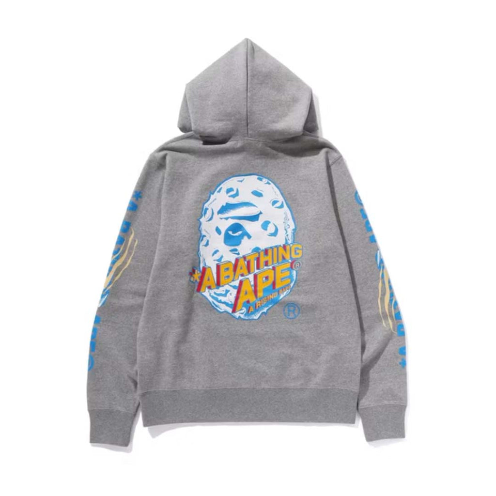 BAPE Moon Japan Ape Head Pullover Hoodie Grey