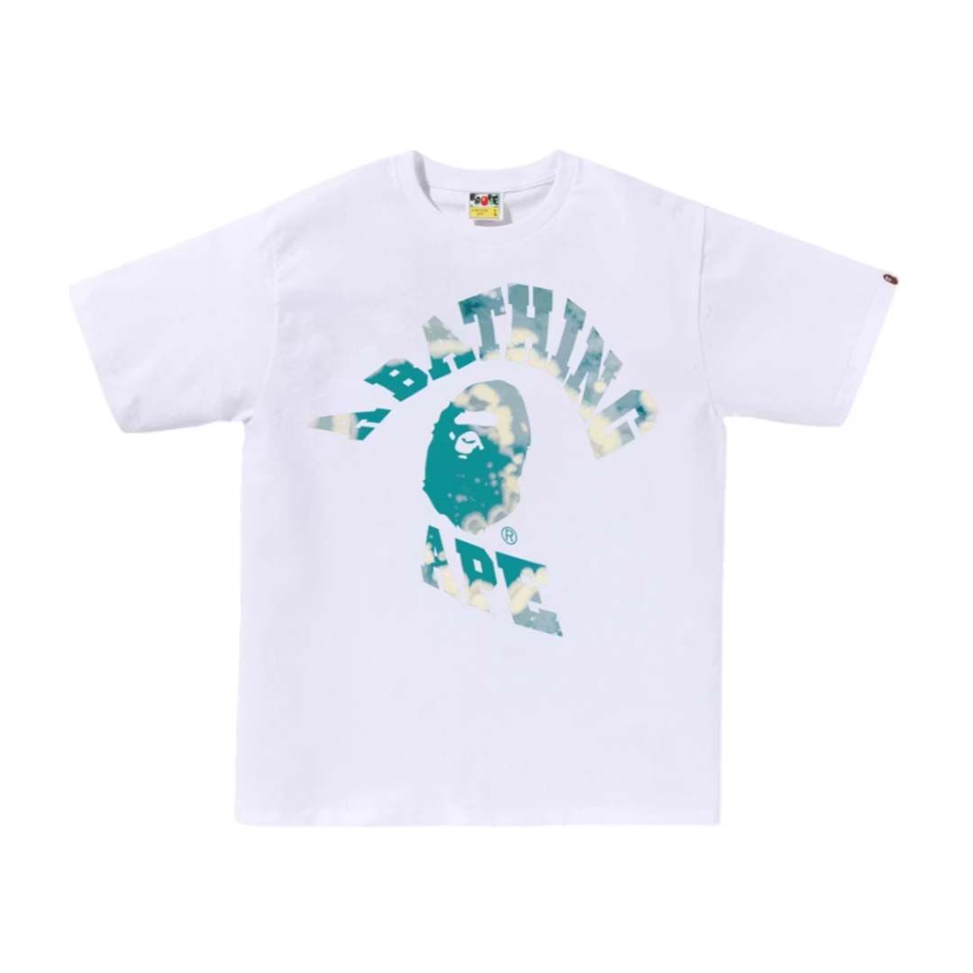 BAPE Tie Dye Twist College Tee White Blue
