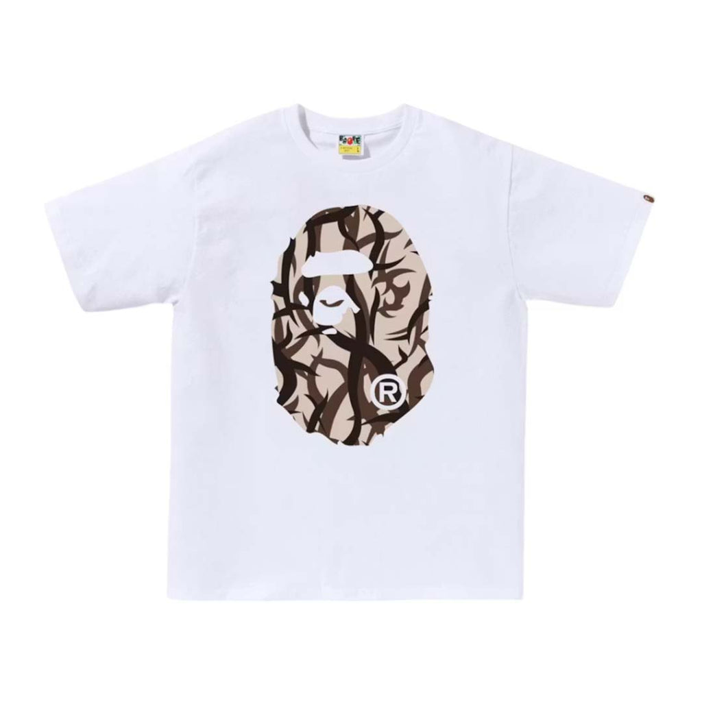 BAPE Trial Camo Big Ape Head Tee White/Beige