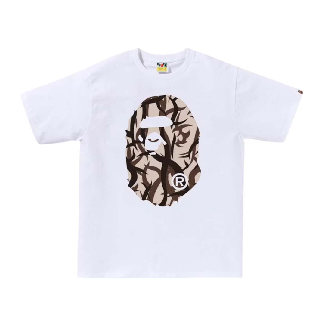 BAPE Trial Camo Big Ape Head Tee White/Beige