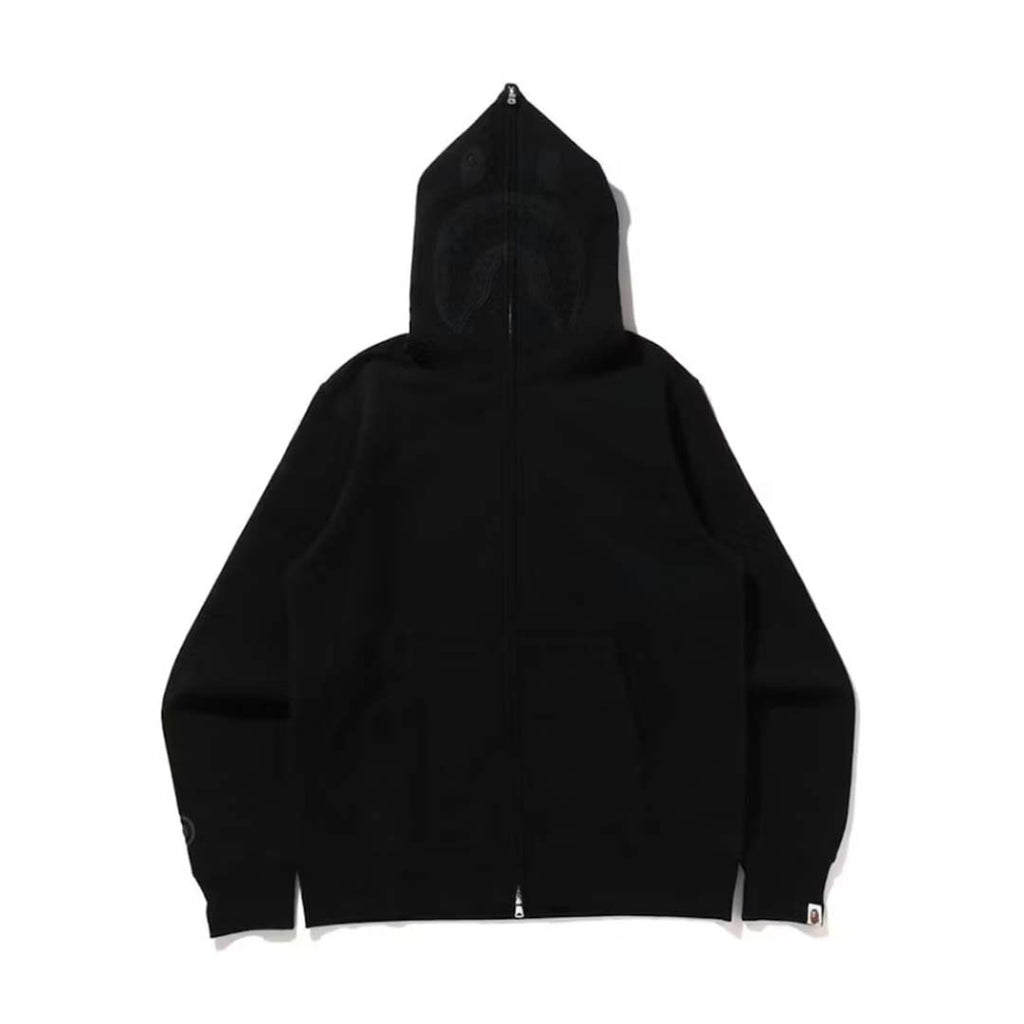 Bape Triple Black Shark Zip Up Hoodie