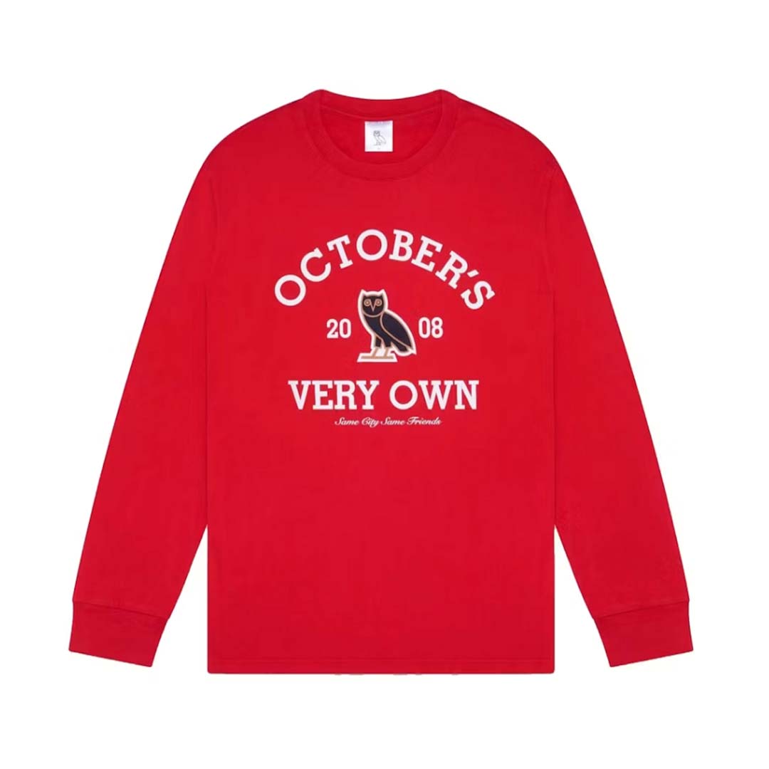 BAPE x OVO Collegiate Long Sleeve Tee Red