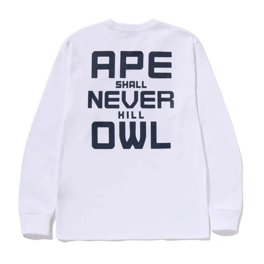 BAPE x OVO Collegiate Long Sleeve Tee White