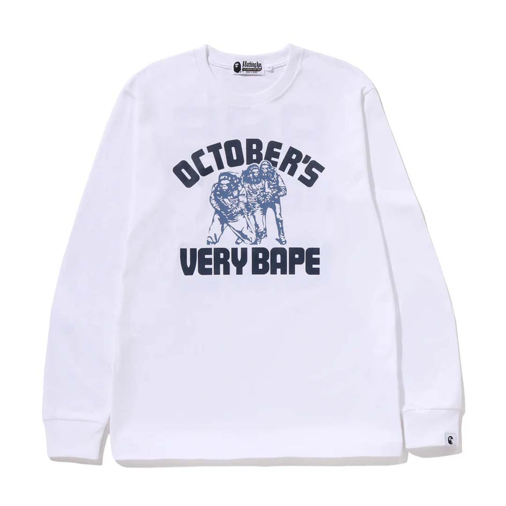 BAPE x OVO Collegiate Long Sleeve Tee White