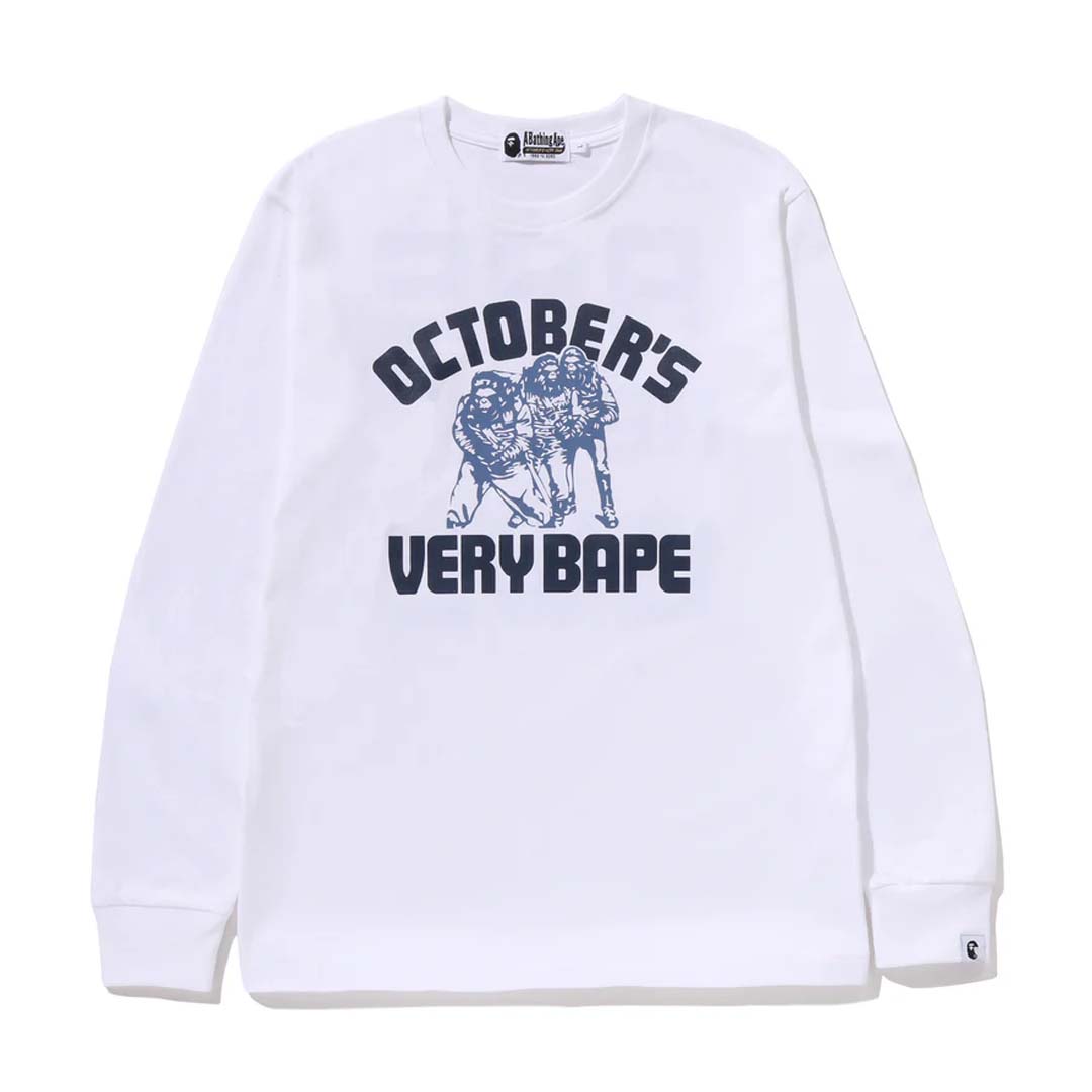 BAPE x OVO Collegiate Long Sleeve Tee White