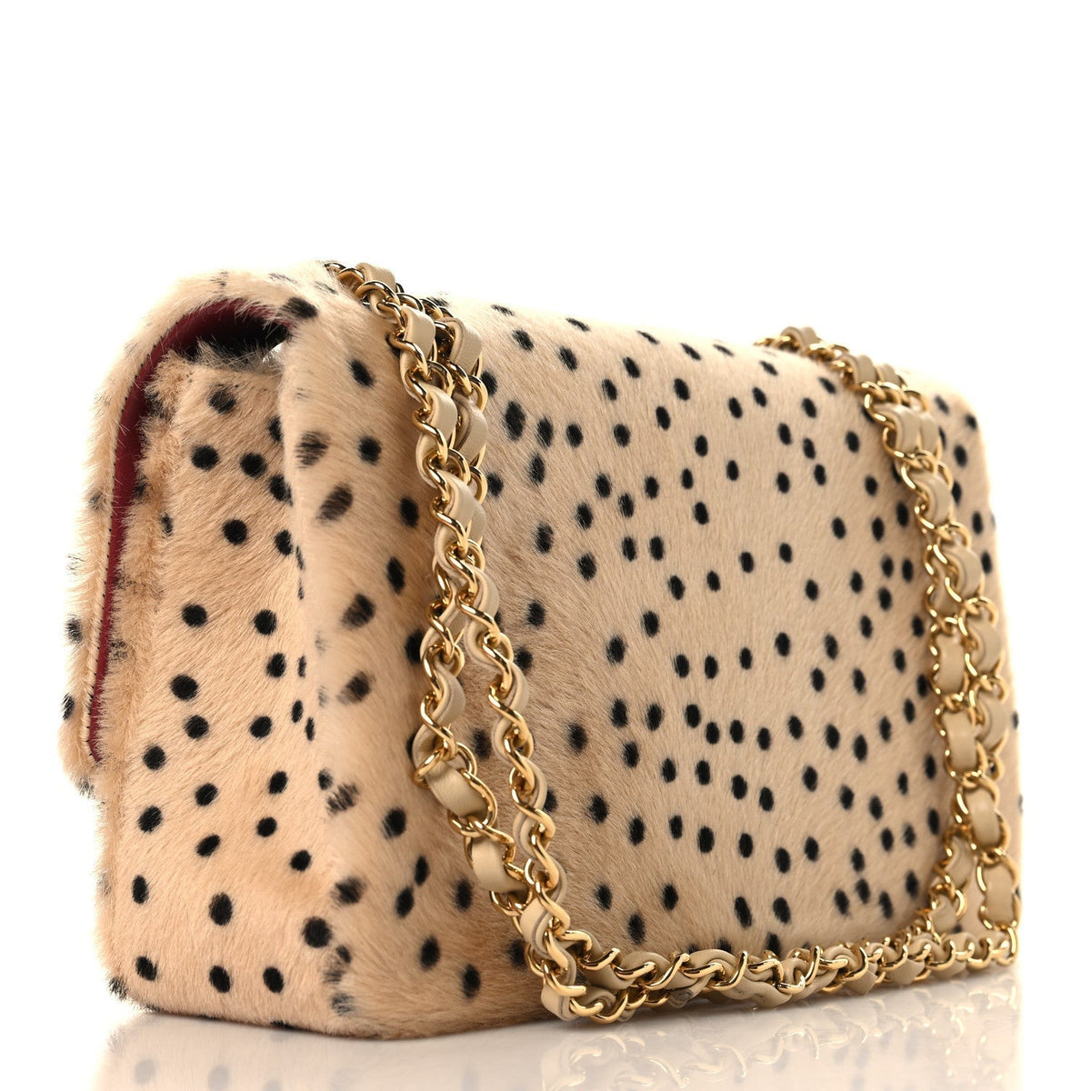 Pony Hair Cheetah Printed Creative Fabrics Flap Light Beige Black