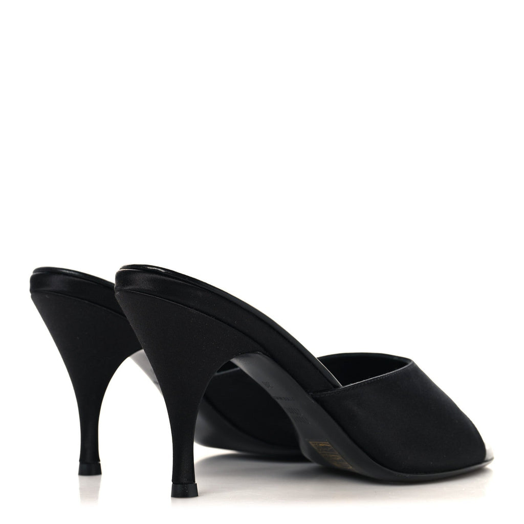 Satin Logo Sandals 38 Black
