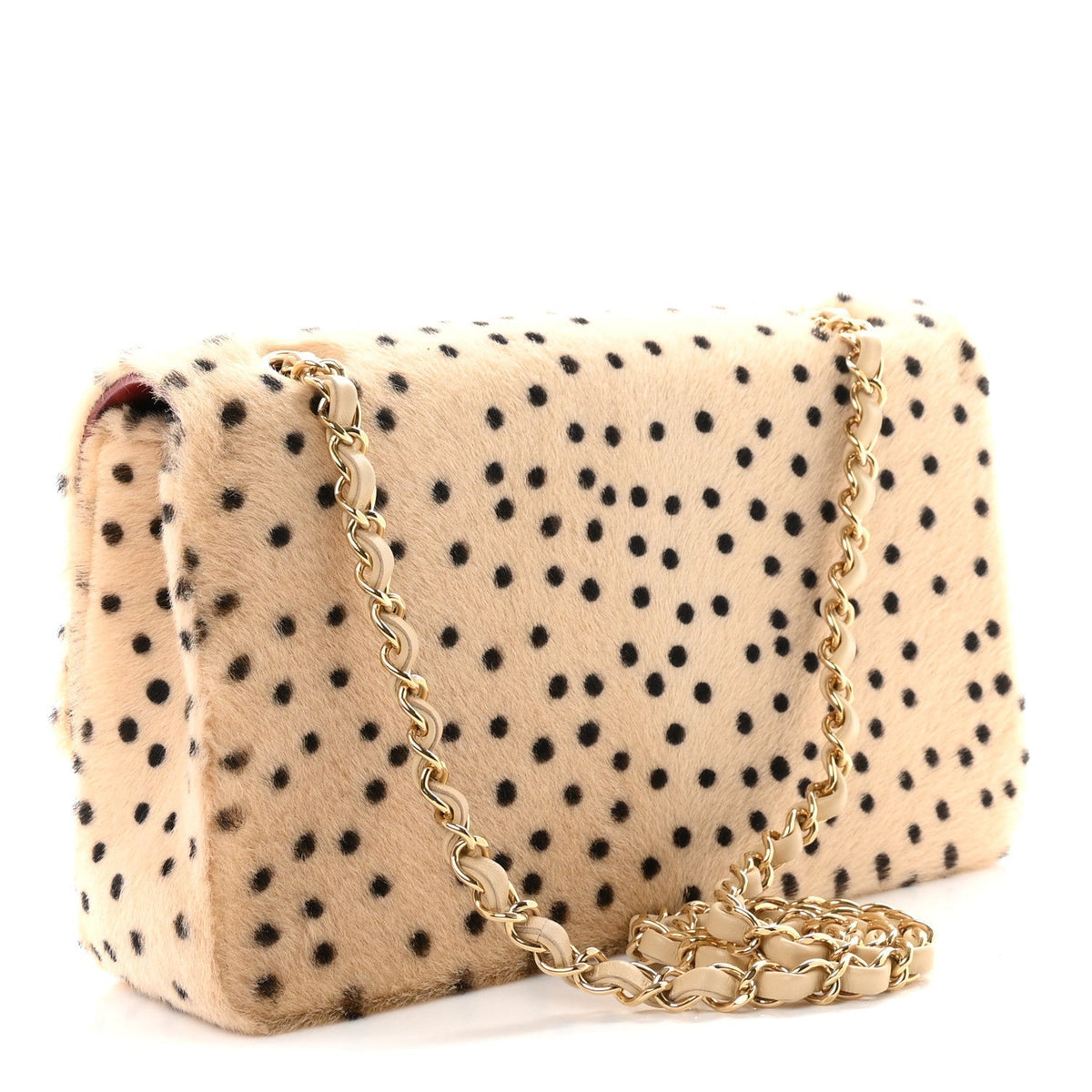 Pony Hair Cheetah Printed Creative Fabrics Flap Light Beige Black