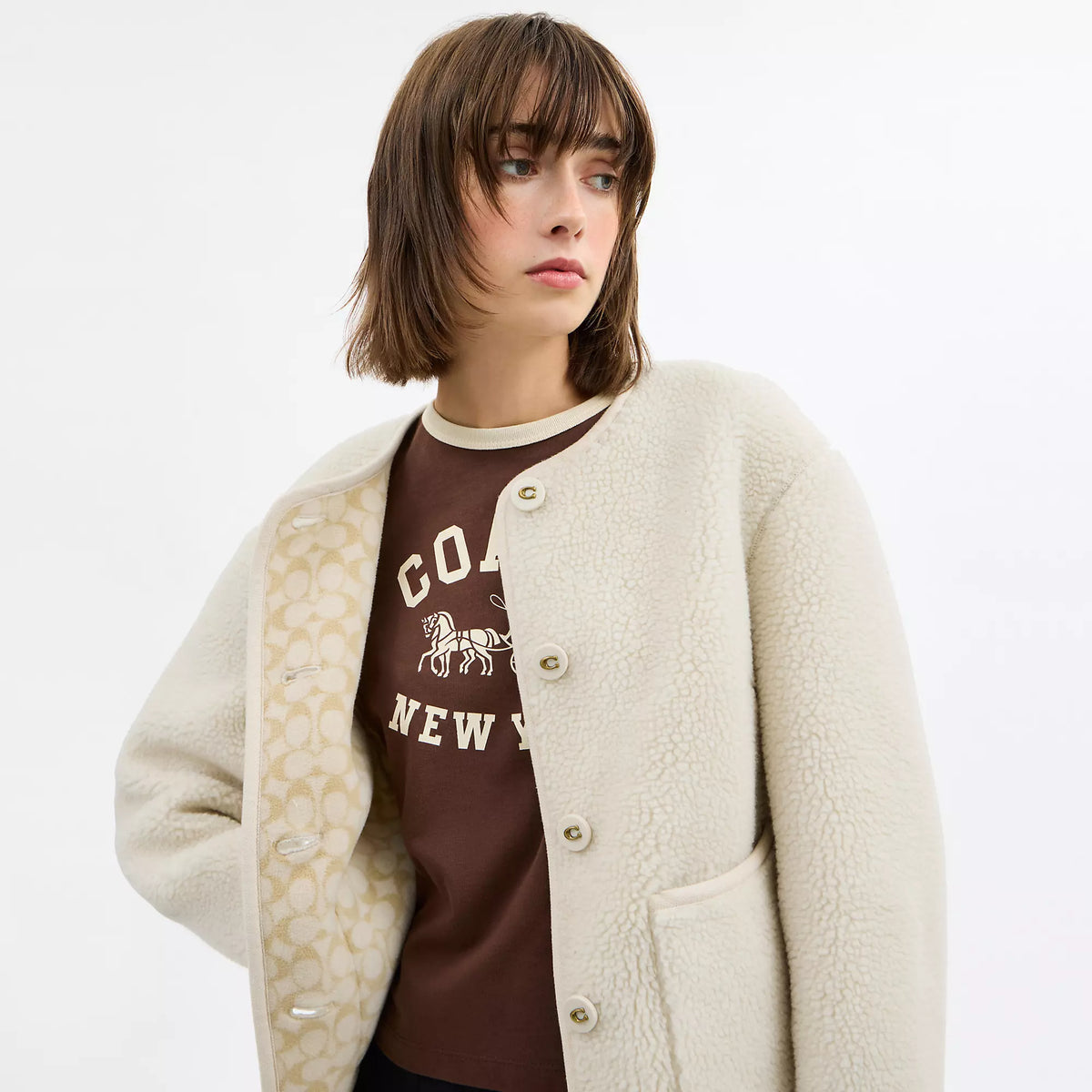 Coach Outlet Short Sherpa Cardi Jacket