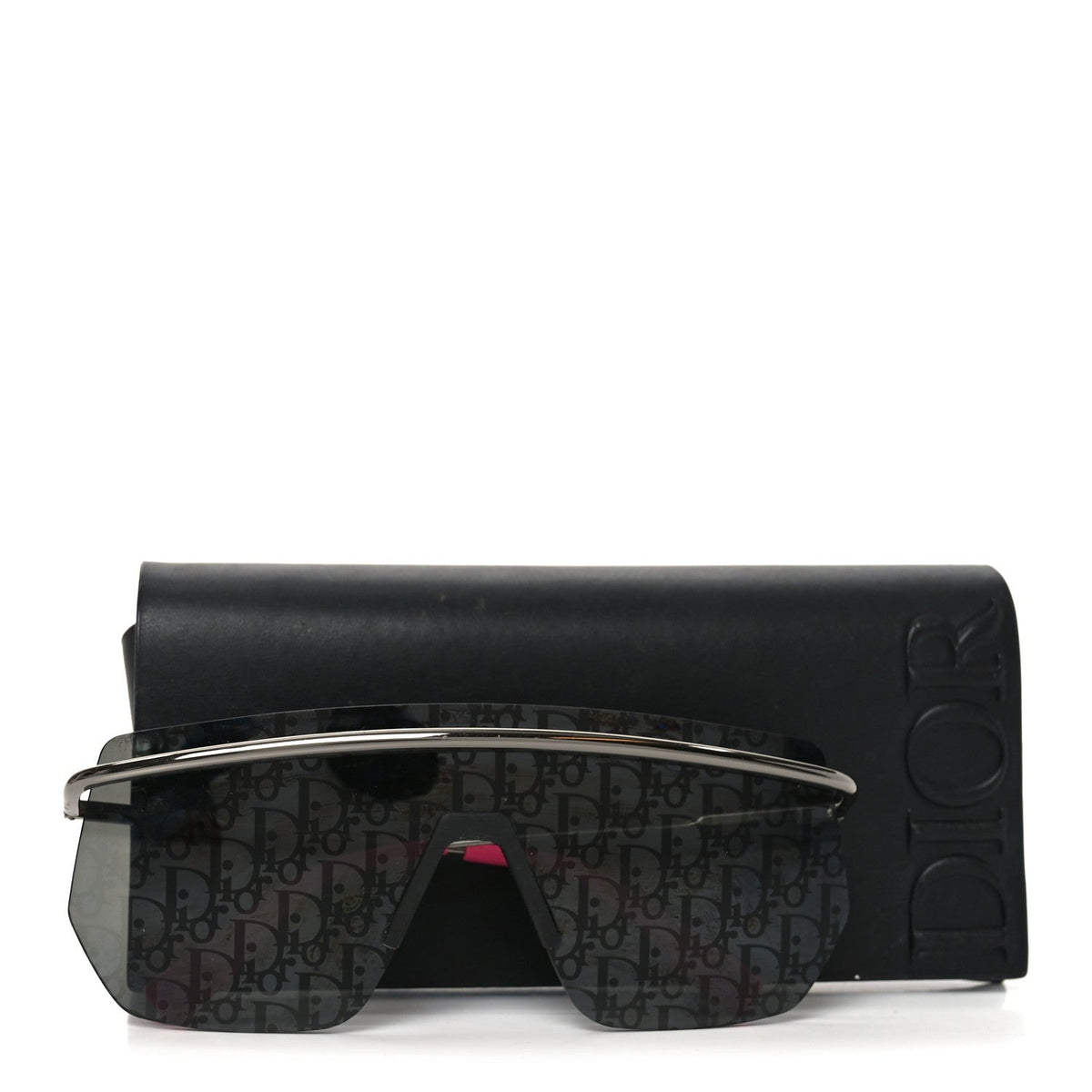 Metal Oblique DiorMotion M1I Mask Sunglasses Grey Pink