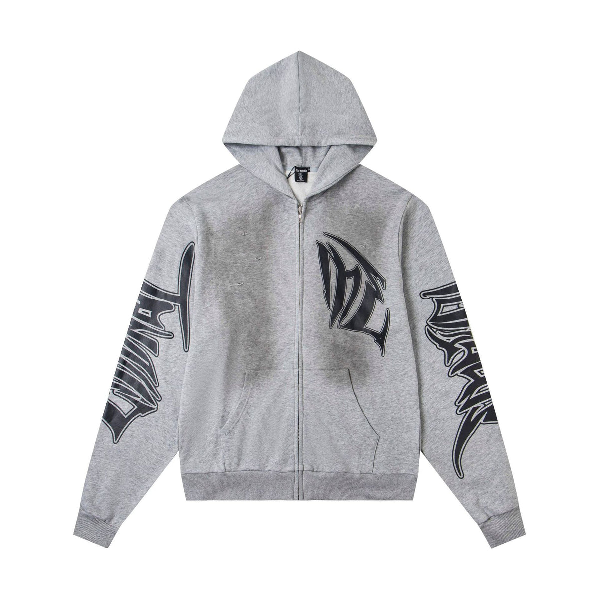 EMOTION Grey Graphic Zip Up Hoodie