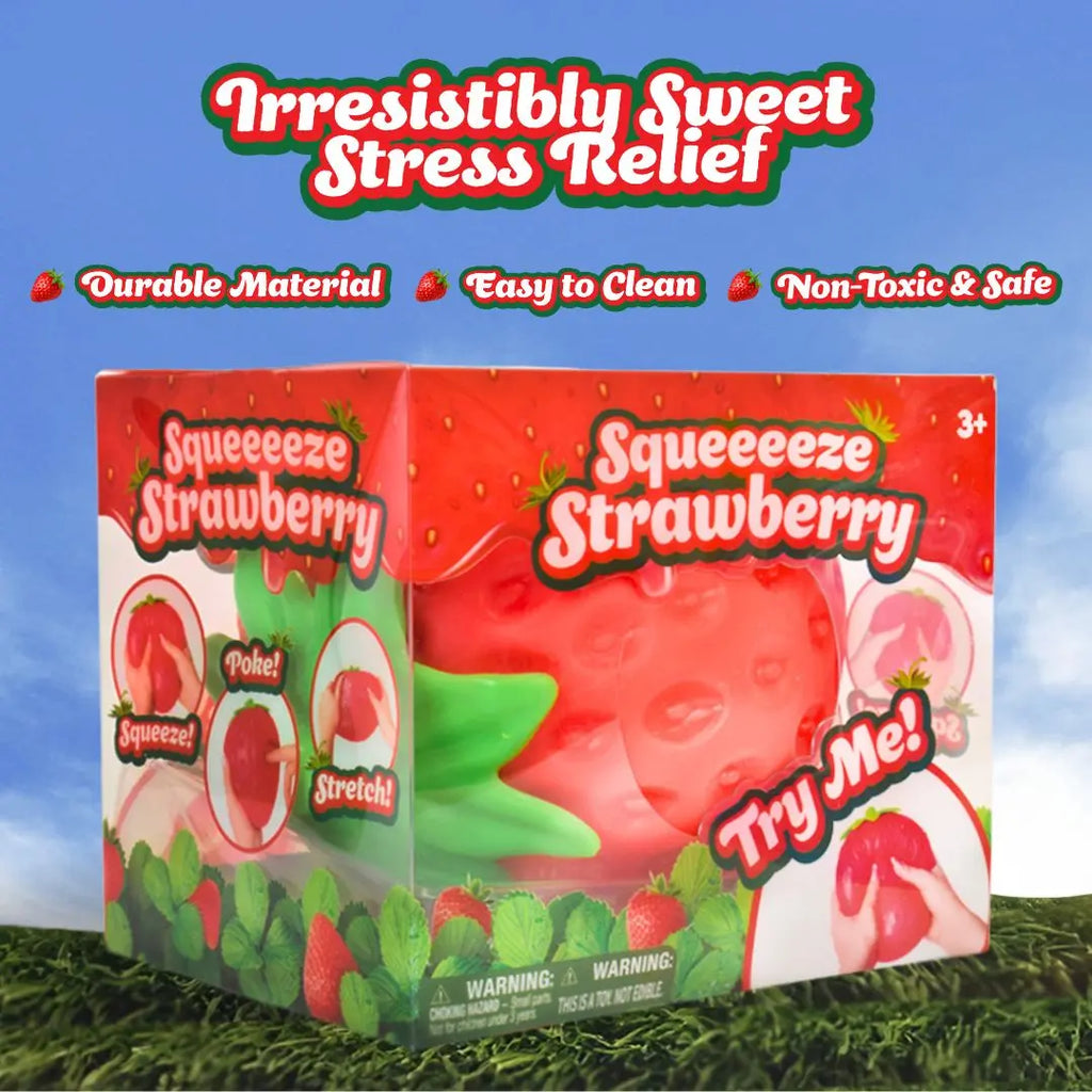 Toymendous Squeeze Strawberry - Extra Large 5" Squishy Stress Ball