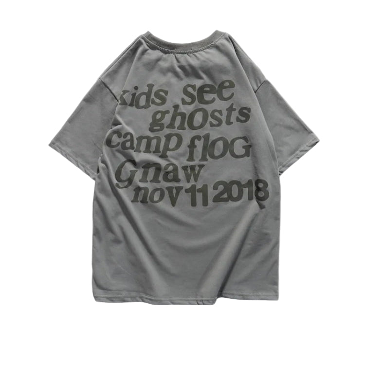 Gray Heart Graphic Oversized T-Shirt