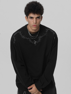 JHYQ Washed Torn Collar Long Sleeve